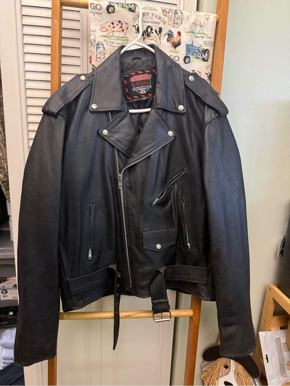 Interstate Leather Classic Black Leather Biker Jacket